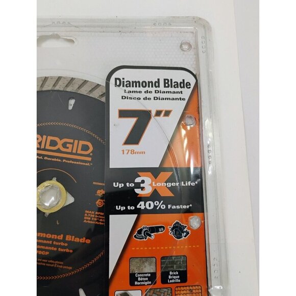 RIDGID 7 in. Turbo Diamond Blade HD-TB70CP. Circular Saw Dry/Wet Cutting New - Picture 5 of 11